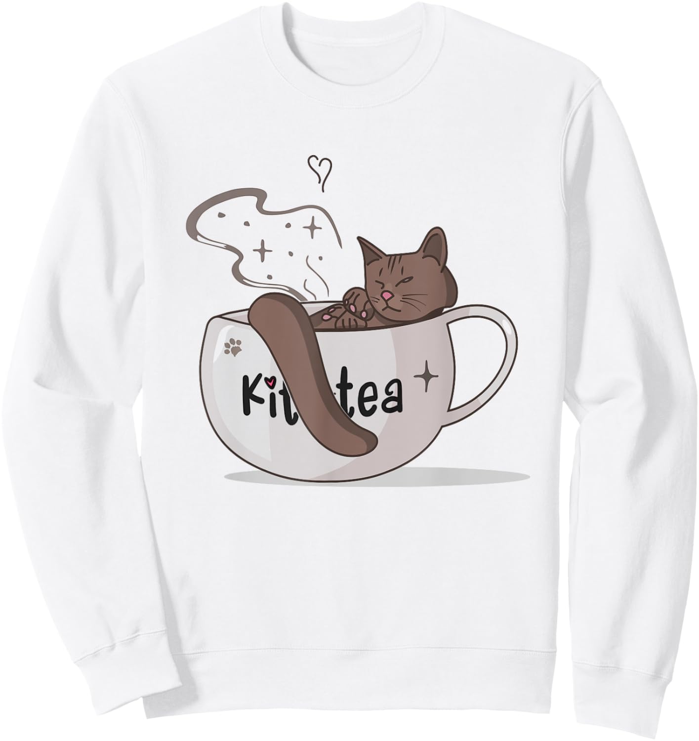 Kit-Tea, Kit Tea Kittens With a Cup of Tea, Funny Cat Gifts Women Kids Sweatshirt - Sweatshirt | White