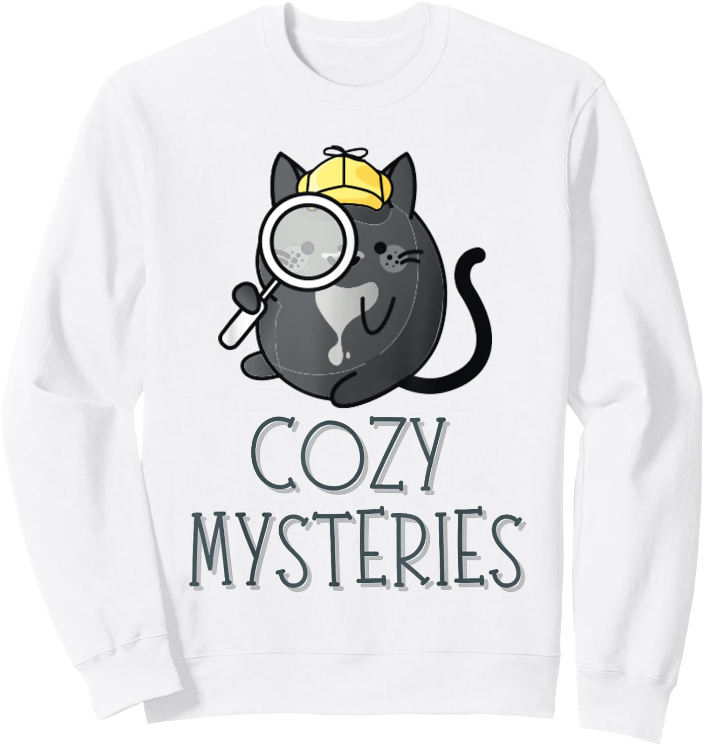 Cozy Mysteries | Cute Cat Cozy Murder Mystery Cat Detective Sweatshirt - Sweatshirt | White