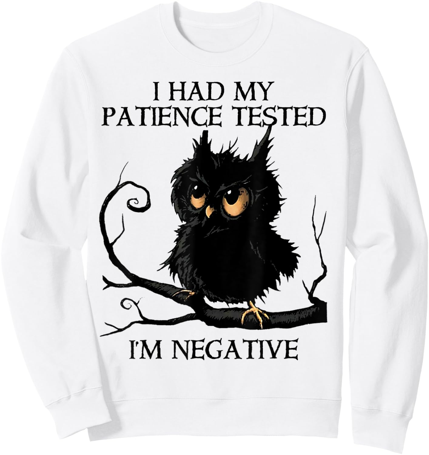 Funny I Had My Patience Tested I'm Negative Owl Gift Sweatshirt - Sweatshirt | White