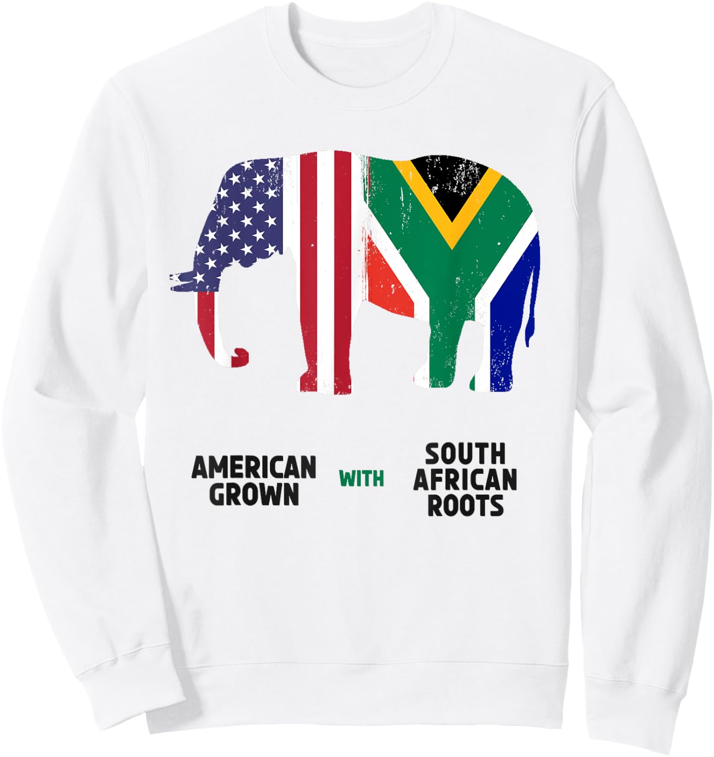 South Africa American Flag Elephant Ideas For Kids African Sweatshirt - Sweatshirt | White