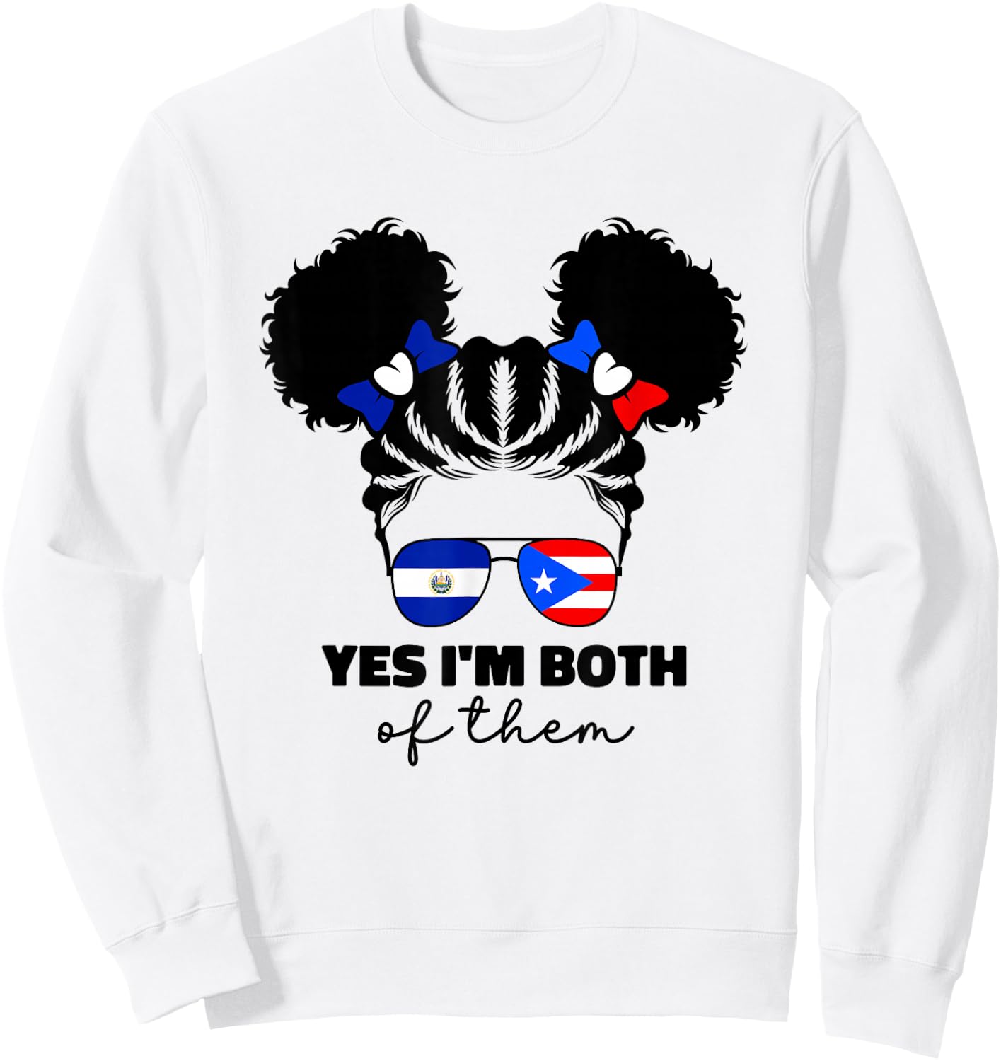Half Salvadorian And Puerto Rican Rico El Salvador Flag Gril Sweatshirt - Sweatshirt | White
