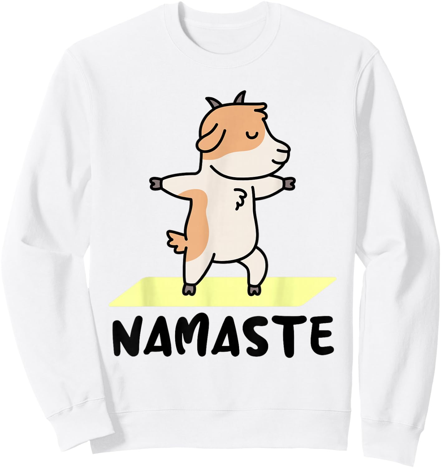 Funny yoga animal designs - Namaste - Cute Goat Doing Yoga - White - Small - -Adults - Short Sleeve - Yoga - Women Yogis Sweatshirt - Sweatshirt | White
