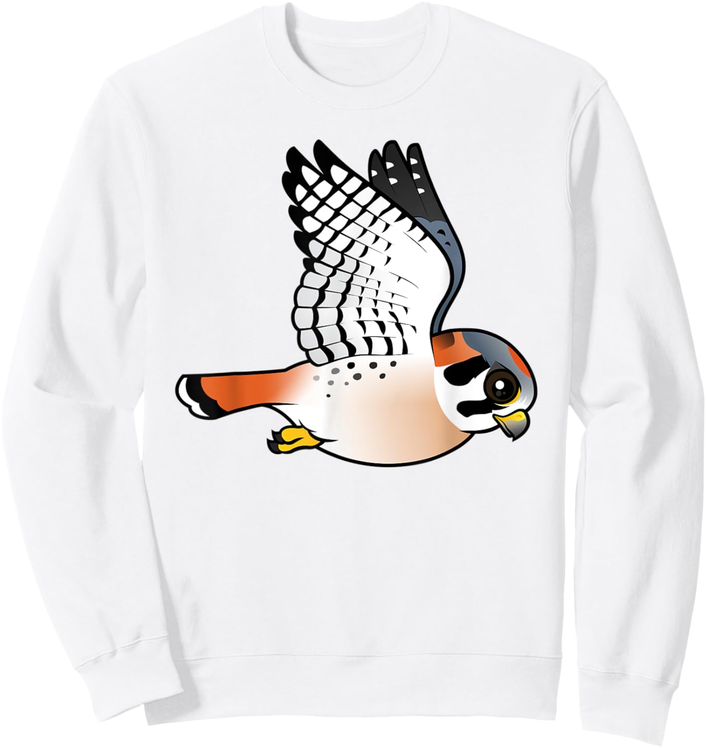 Cute Cartoon Flying Kestrel Falcon | Bird of Prey Raptor Sweatshirt - Sweatshirt | White