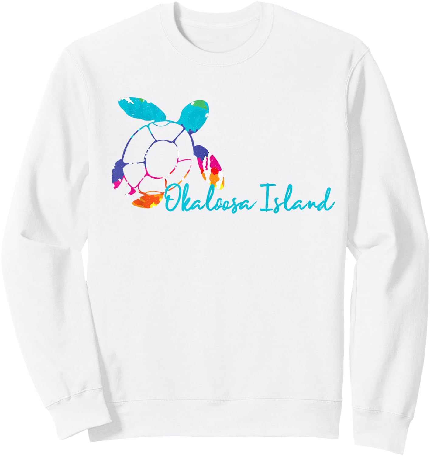 Okaloosa Island Tie Dye Turtle Ocean Loggerhead BOHO Coastal Sweatshirt - Sweatshirt | White