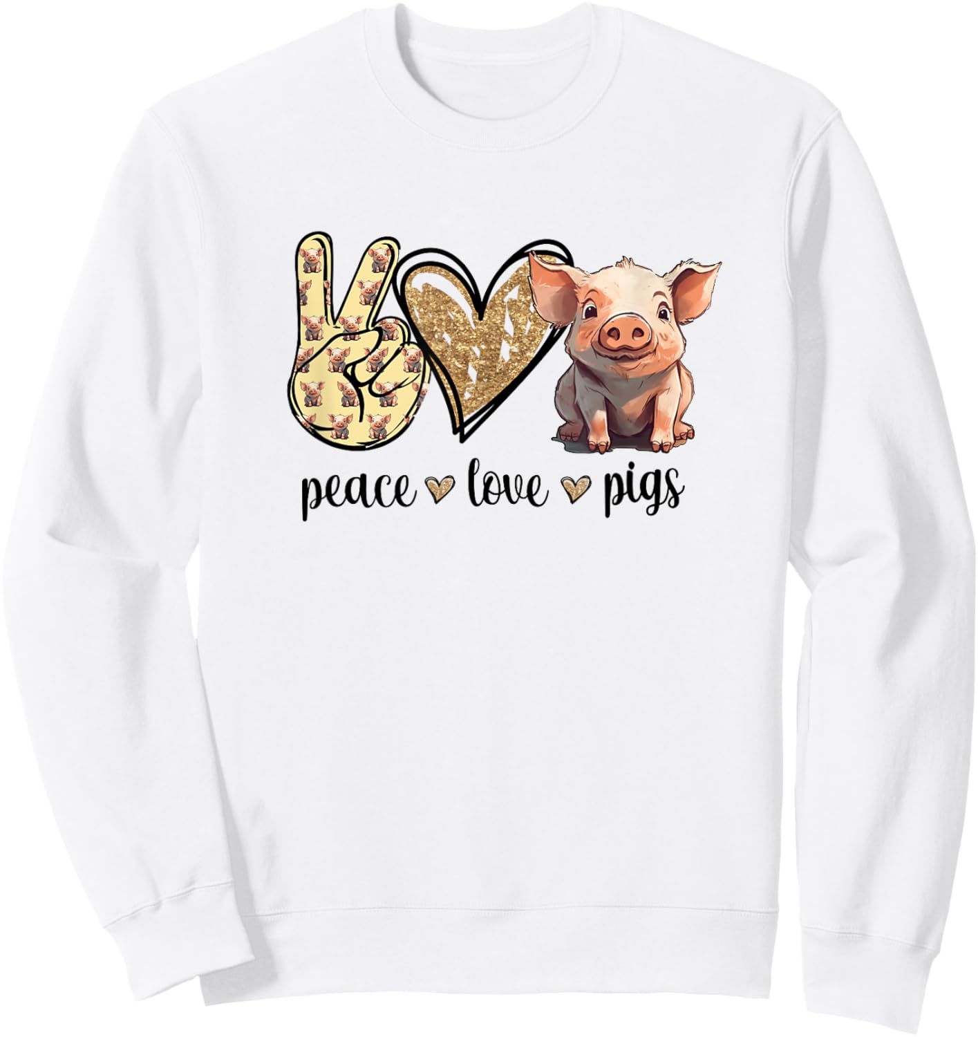 Peace Love Cute Show Pig Lover Sweatshirt - Sweatshirt | White