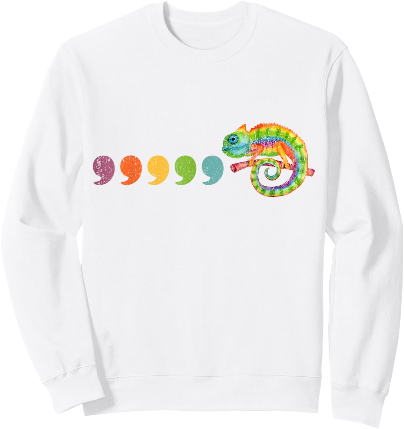Comma comma chameleon English teacher t Grammar Sweatshirt - Sweatshirt | White