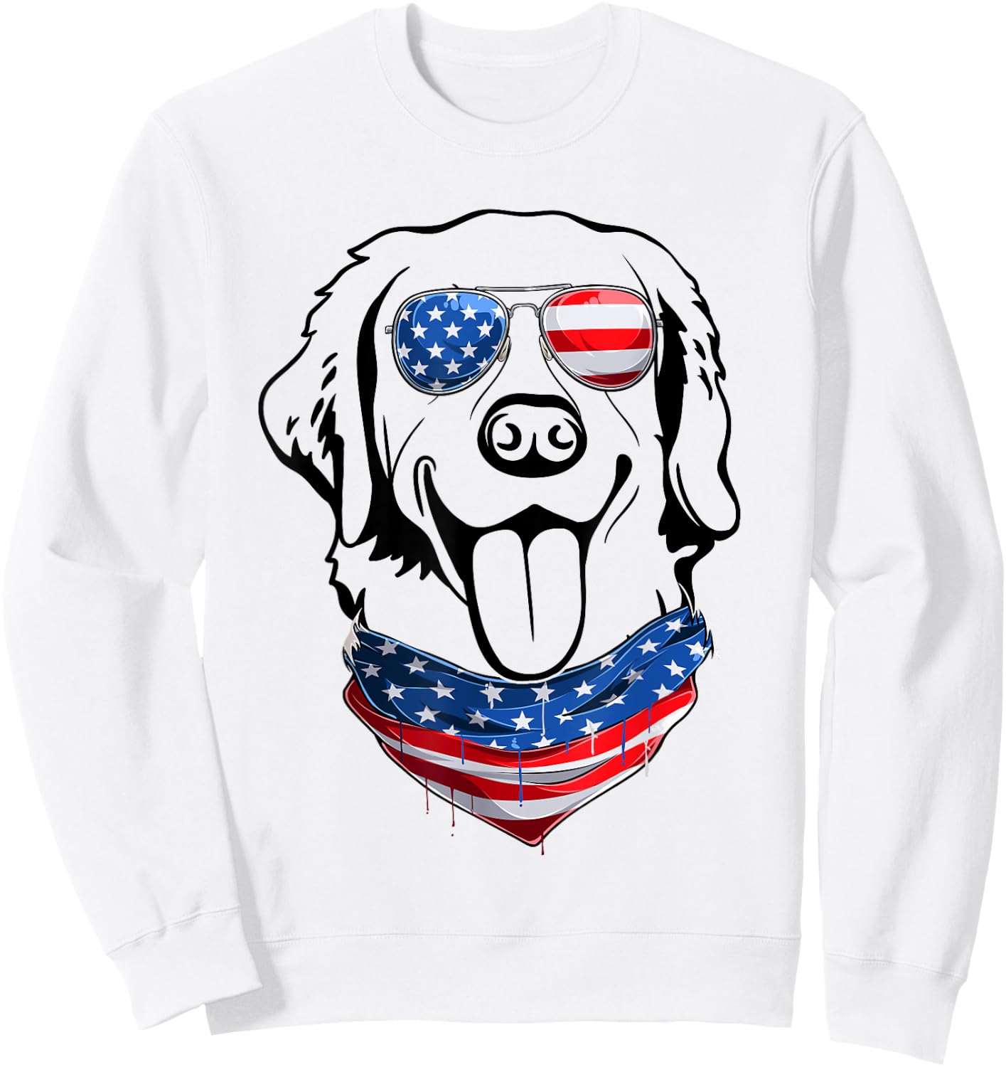 Labrador 4th of July Patriotic American Flag Labrador Dog Sweatshirt - Sweatshirt | White