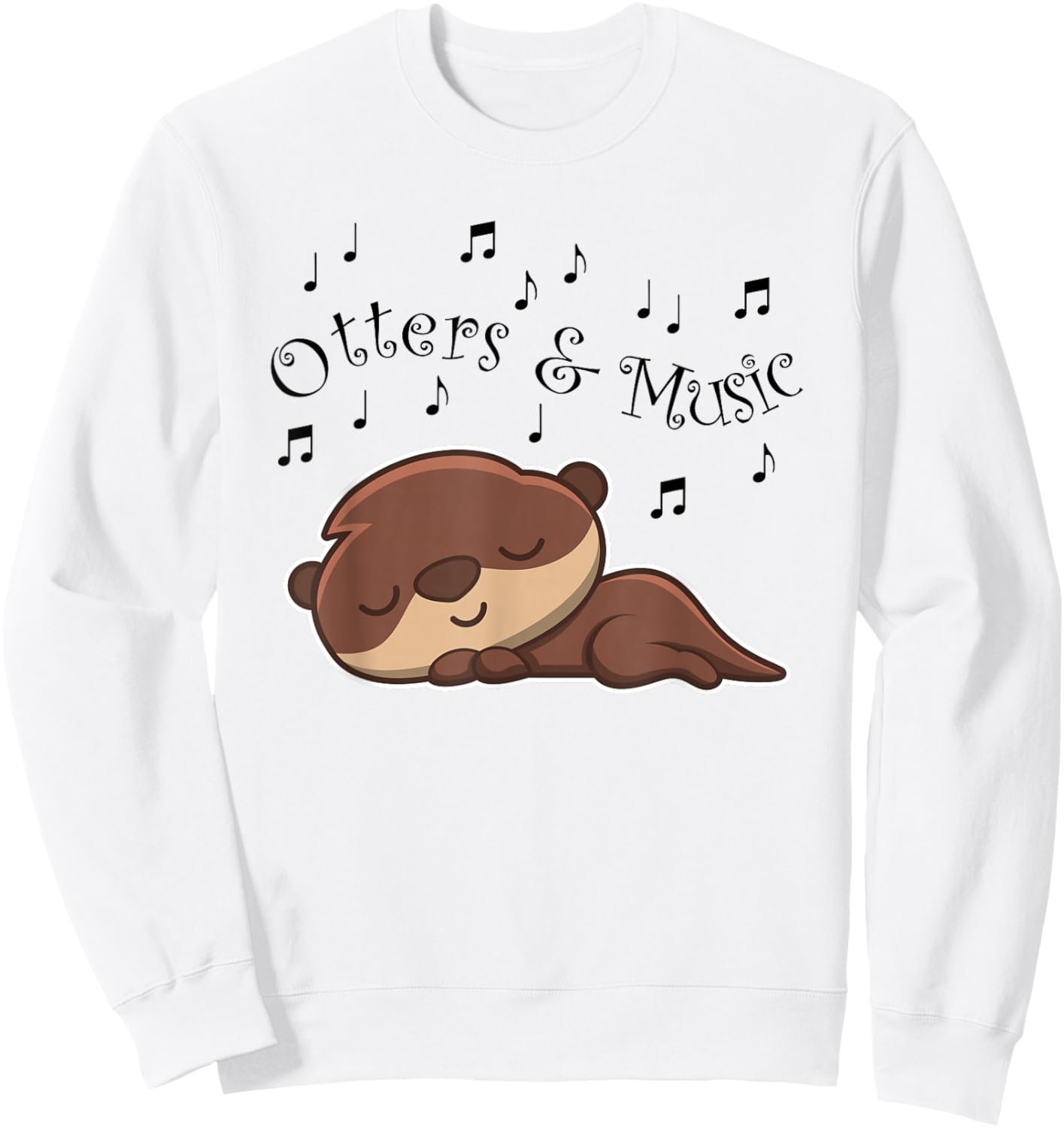 Otters and Music Notes Musician Clef Cute Sea Otter Sweatshirt - Sweatshirt | White