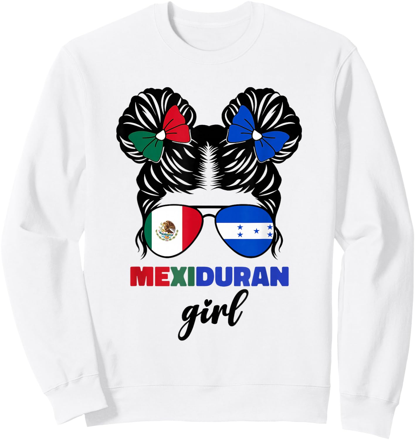Half Mexican and Honduran Mexico Honduras Flag Girls Kids Sweatshirt - Sweatshirt | White
