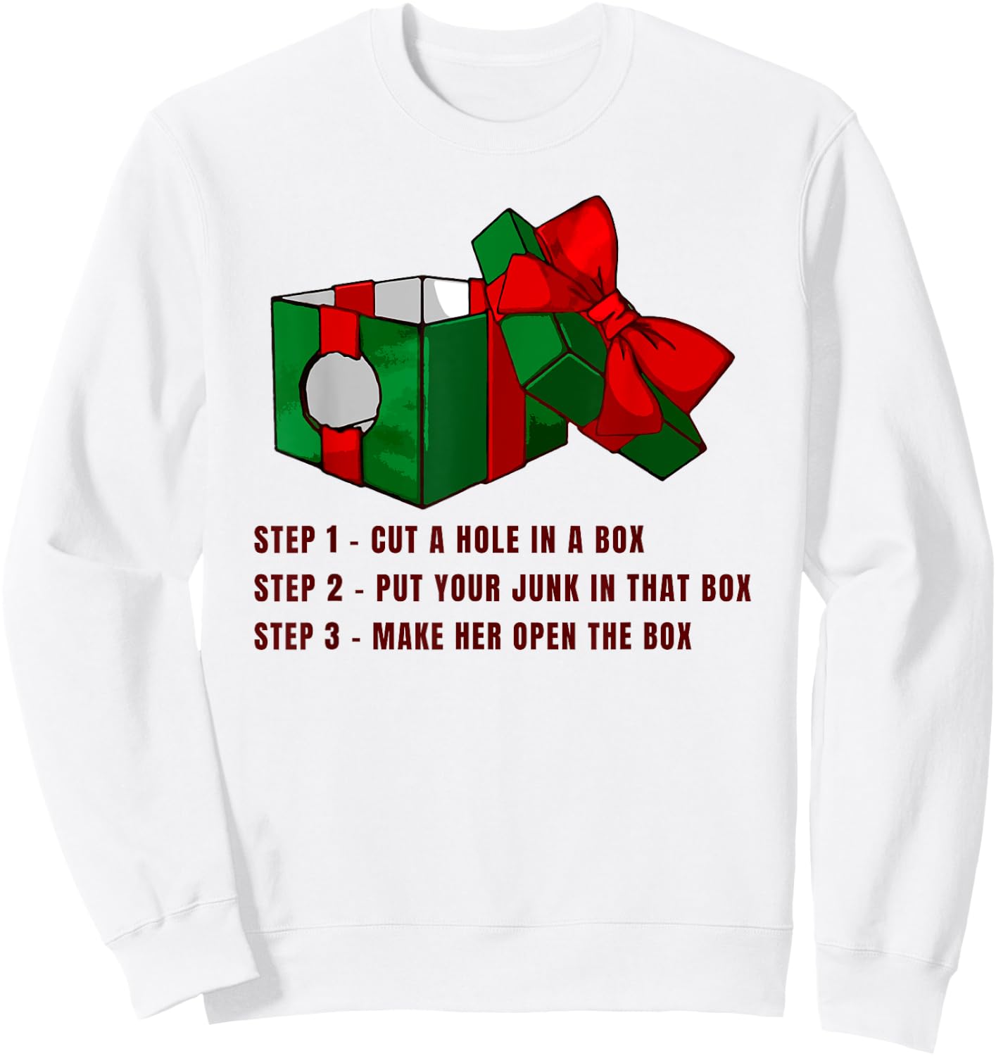 Funny Christmas, DICK IN A BOX , Women Sweatshirt - Sweatshirt | White
