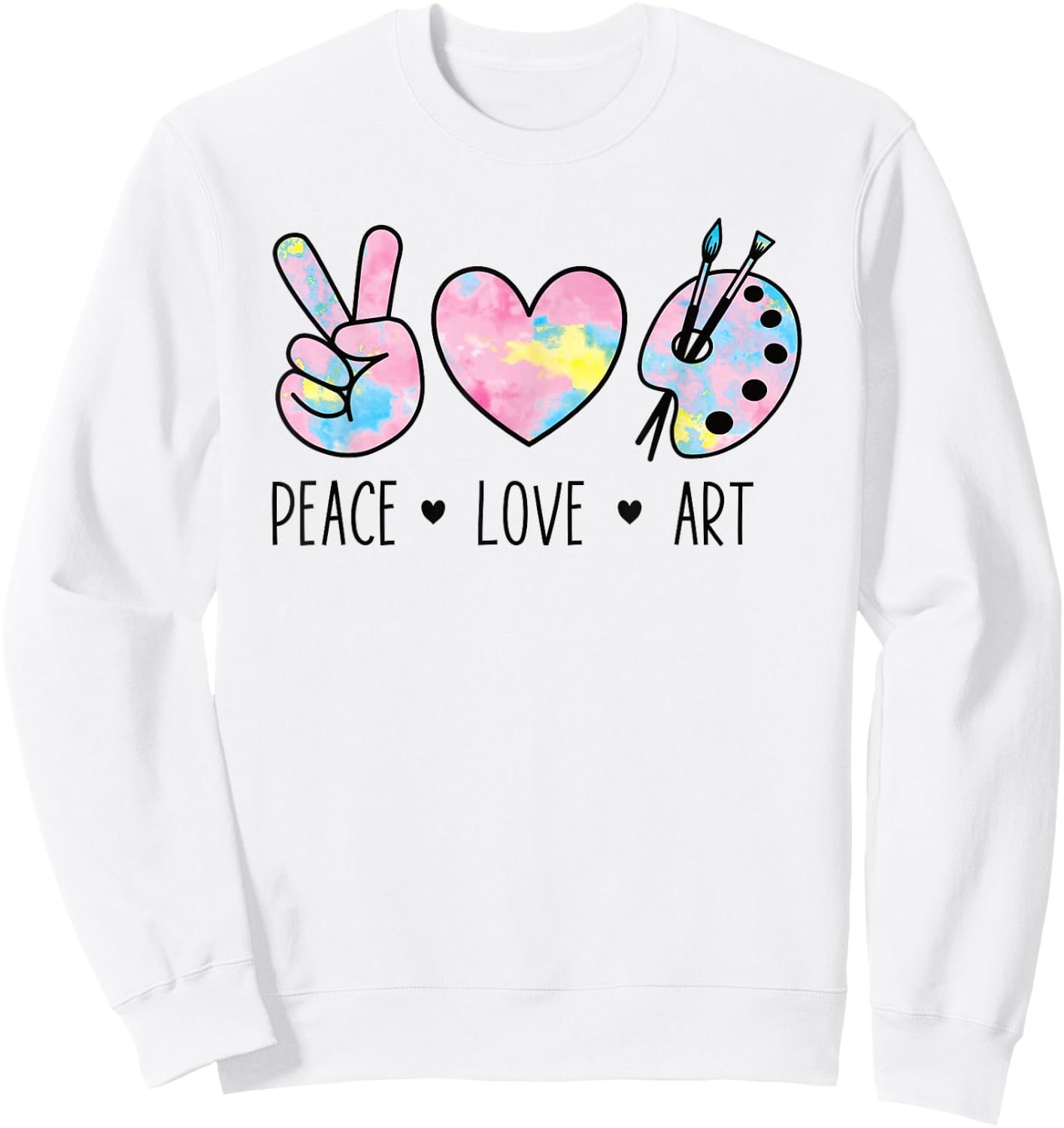 Peace Love Art Shirt Pastel Rainbow Tie Dye Artist Hippie Sweatshirt - Sweatshirt | White