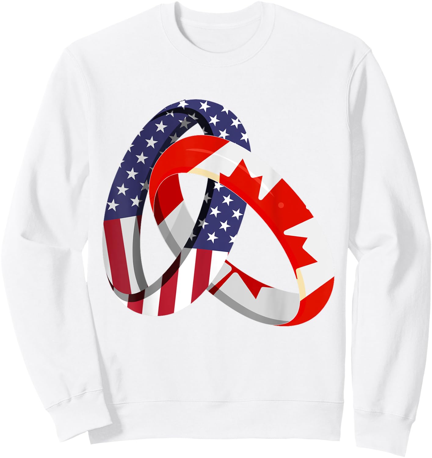 Canadian American Ring Heritage Month Patriot Flags Sweatshirt - Sweatshirt | White