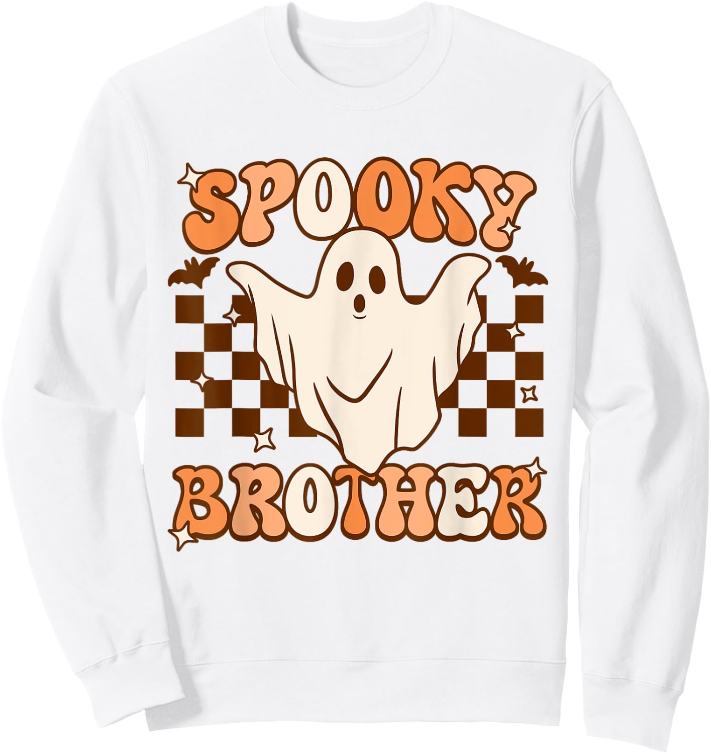 Retro Groovy Ghost Spooky Brother Costume Matching Sweatshirt - Sweatshirt | White