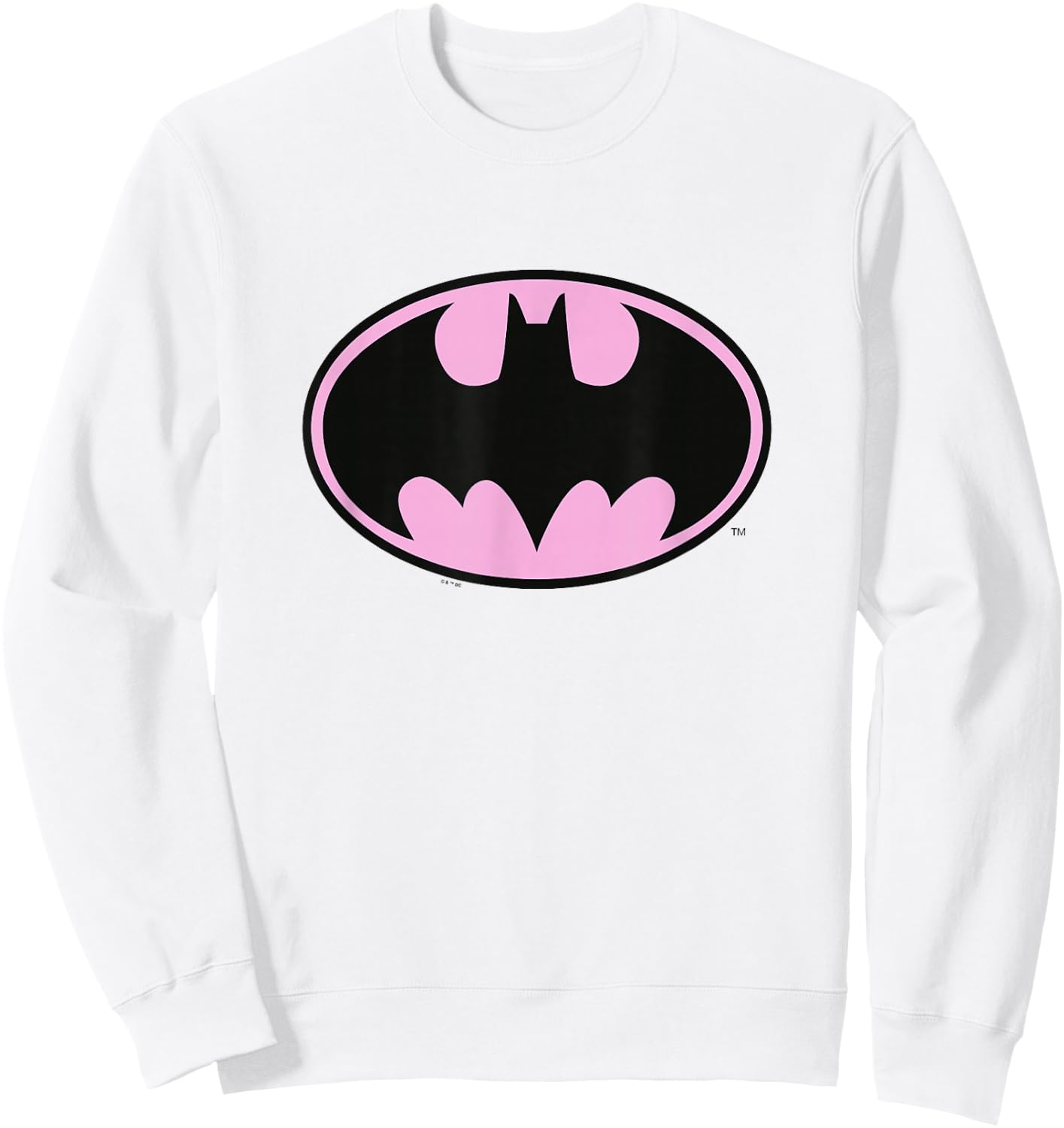 DC Comics Batman Pink Background Bat-Symbol Chest Logo Sweatshirt - Sweatshirt | White