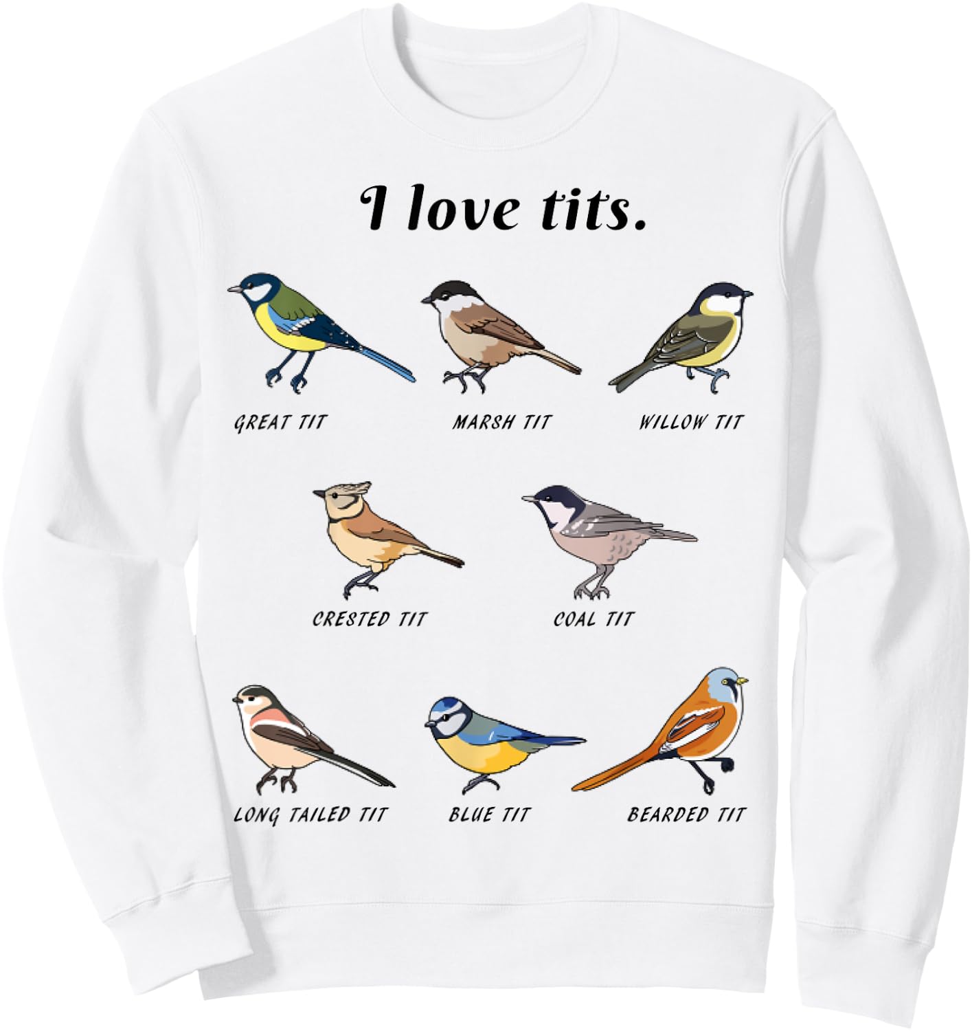 Funny I Love Tits Birdwatching Bird Lover Gift Animals Great Sweatshirt - Sweatshirt | White