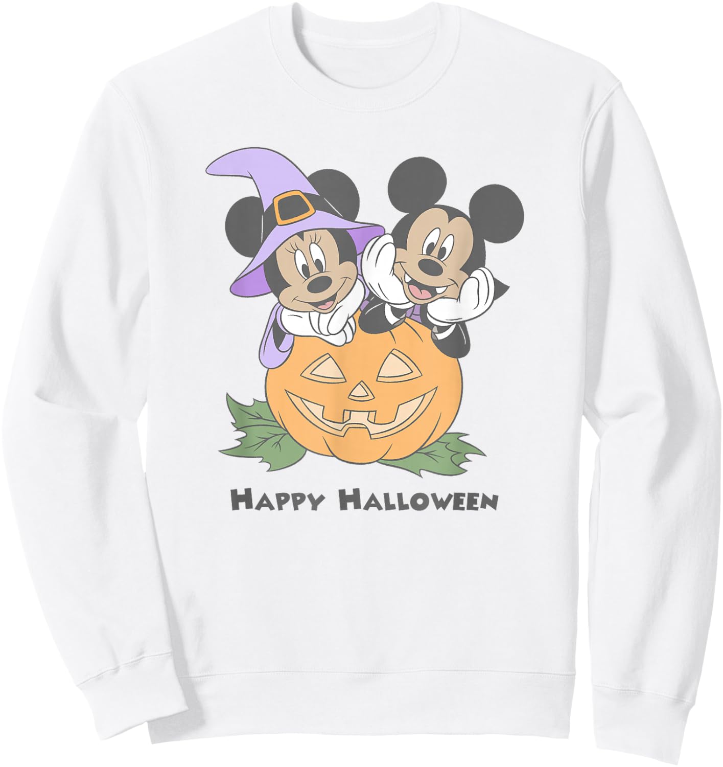 Disney Mickey and Friends Halloween Pumpkin Mickey & Minnie Sweatshirt - Sweatshirt | White
