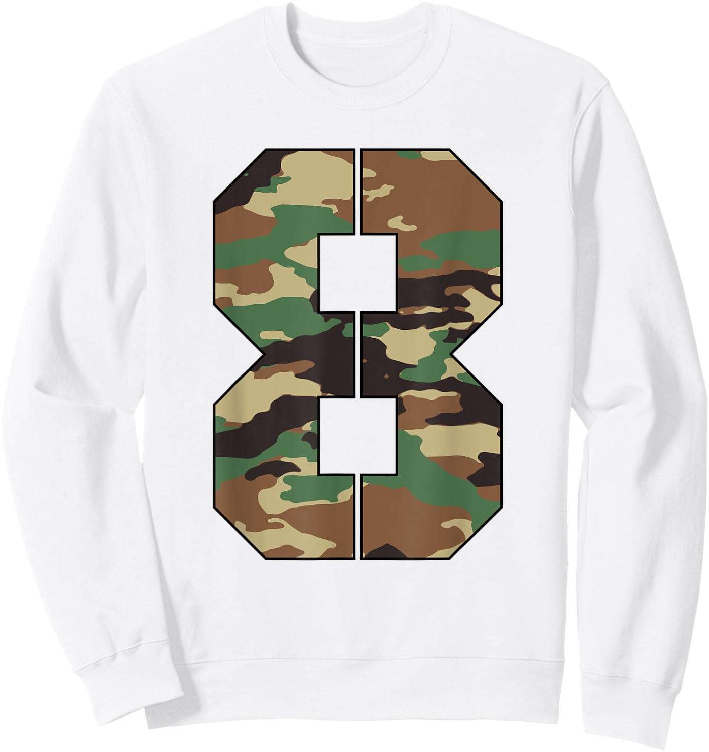 Military Theme 8th Birthday Kids 8 Year Old Boy Army Sweatshirt - Sweatshirt | White