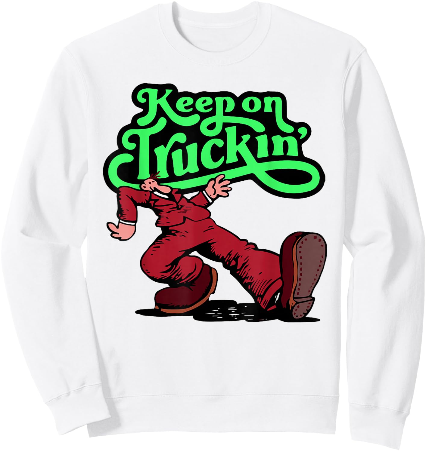 Keep on Trucking -Adults Grey Cartoon Small Sweatshirt - Sweatshirt | White