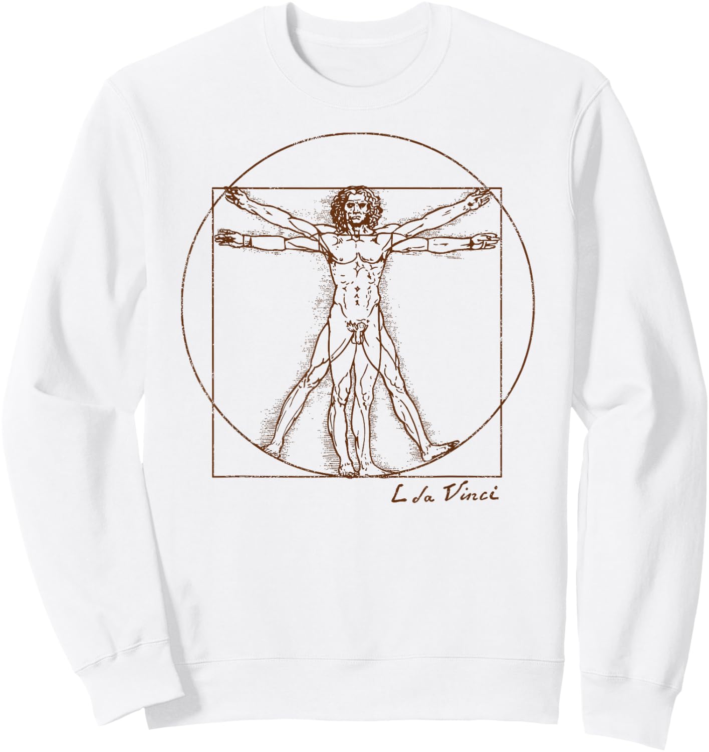 Vintage Vitruvian Man Leonardo da Vinci Art Souvenir Sweatshirt - Sweatshirt | White