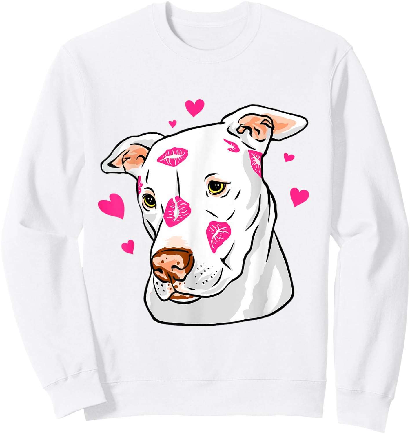 Pit Bull Terrier Kiss Lips Hearts Sweatshirt - Sweatshirt | White
