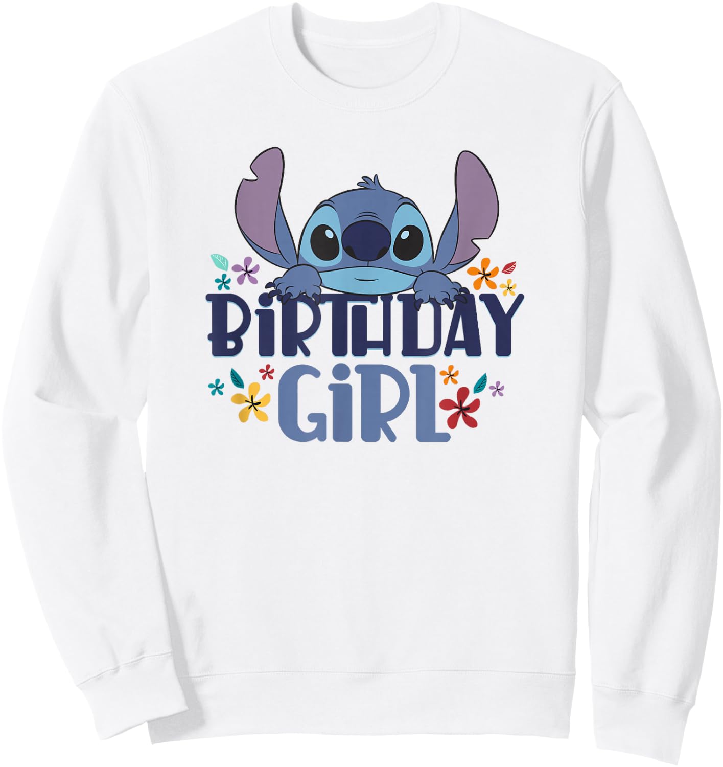 Disney Lilo & Stitch Birthday Girl Retro Floral Logo Sweatshirt - Sweatshirt | White