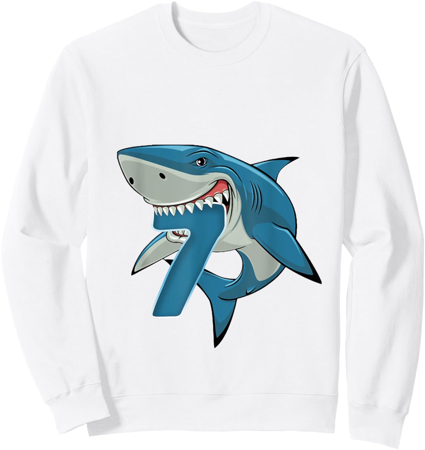 7th Birthday Shark 7 Year Old Birthday Shark Theme Party Sweatshirt - Sweatshirt | White