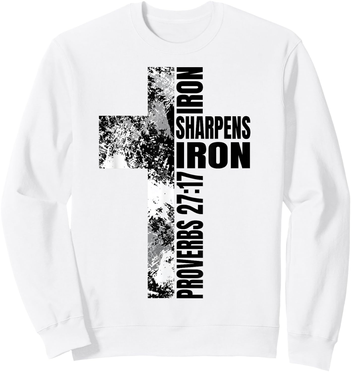 Religious Cross Iron Sharpens Iron Verse Christian Couples Sweatshirt - Sweatshirt | White