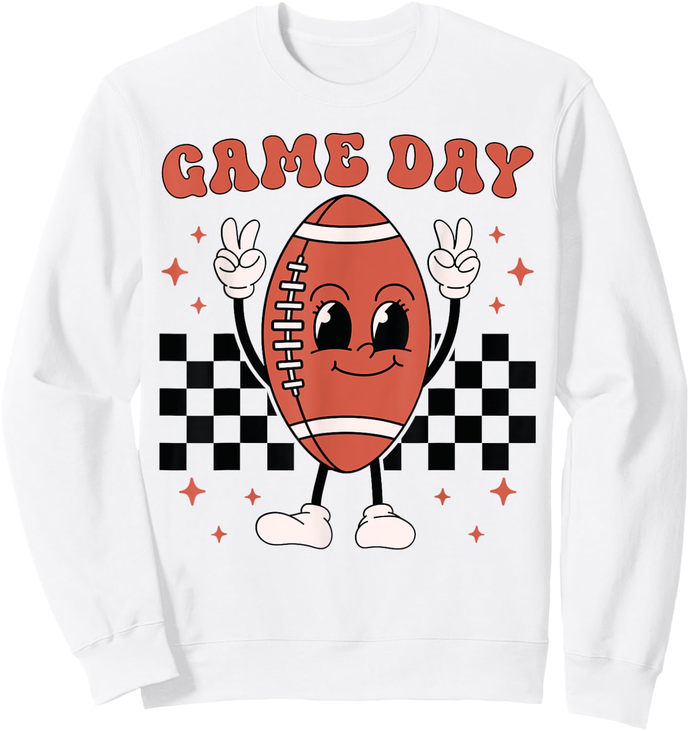 Retro Groovy Game Day American Football Players Fans Outfit Sweatshirt - Sweatshirt | White