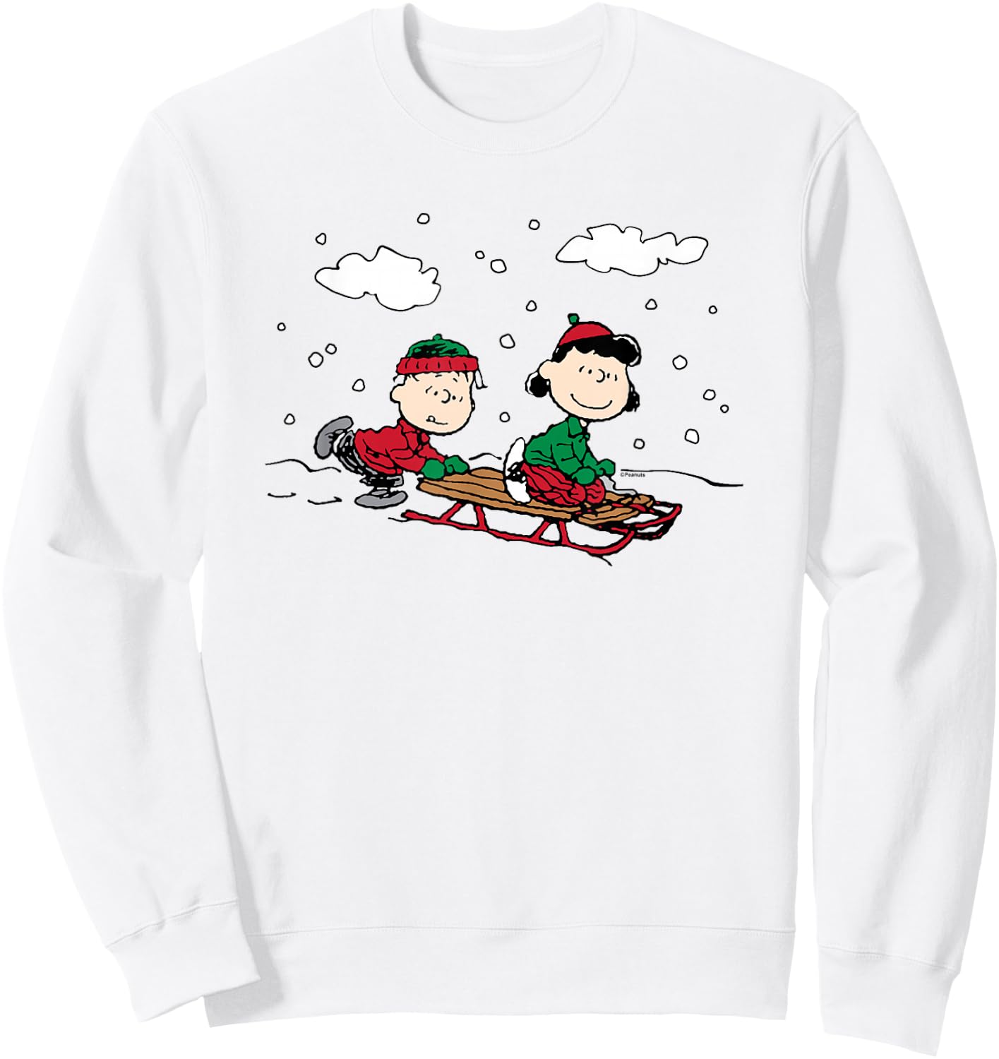 Peanuts Linus Lucy Sledge Sweatshirt - Sweatshirt | White