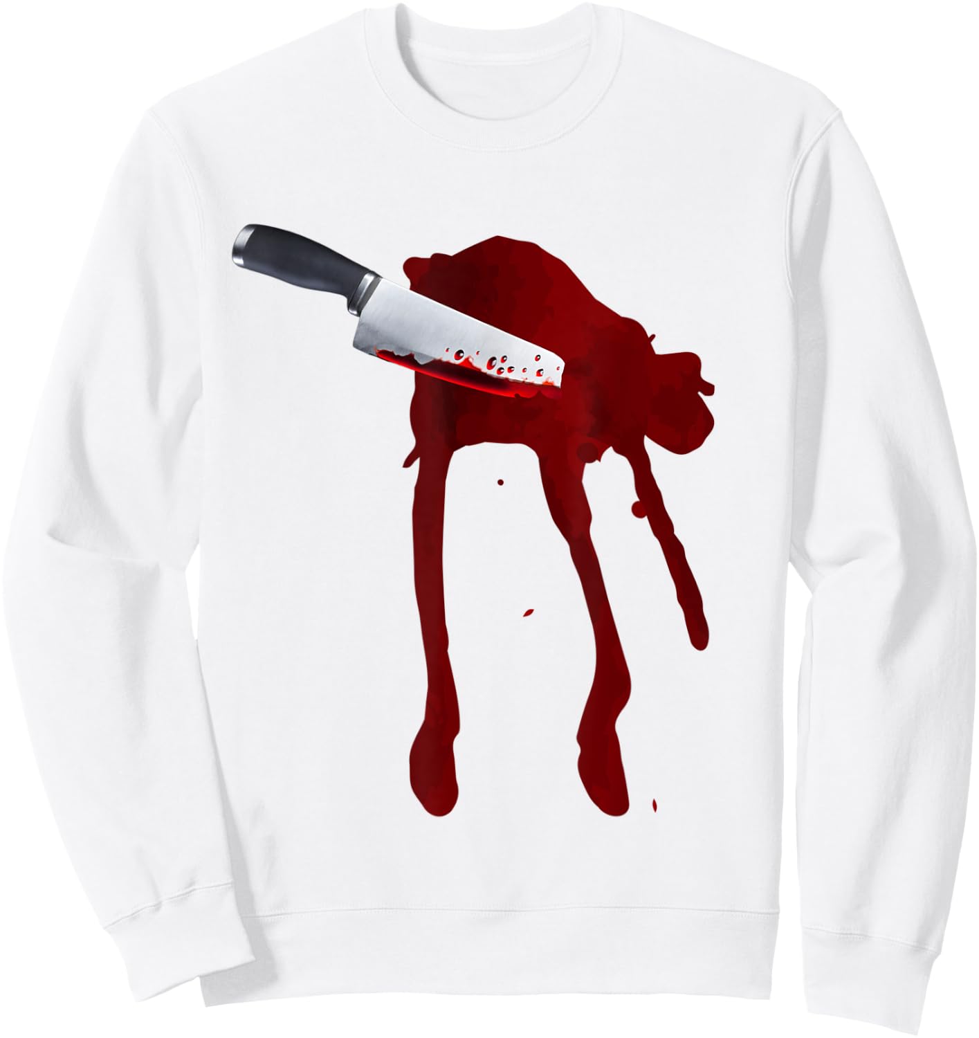 Last Minute Spooky Fake Blood Stab Wound Knife Stain Costume Sweatshirt - Sweatshirt | White