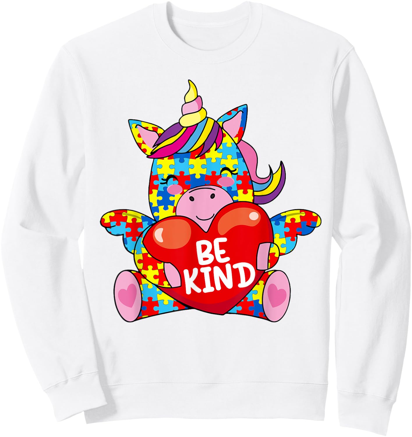 Autism Awareness Be Kind Girl Sweatshirt - Sweatshirt | White