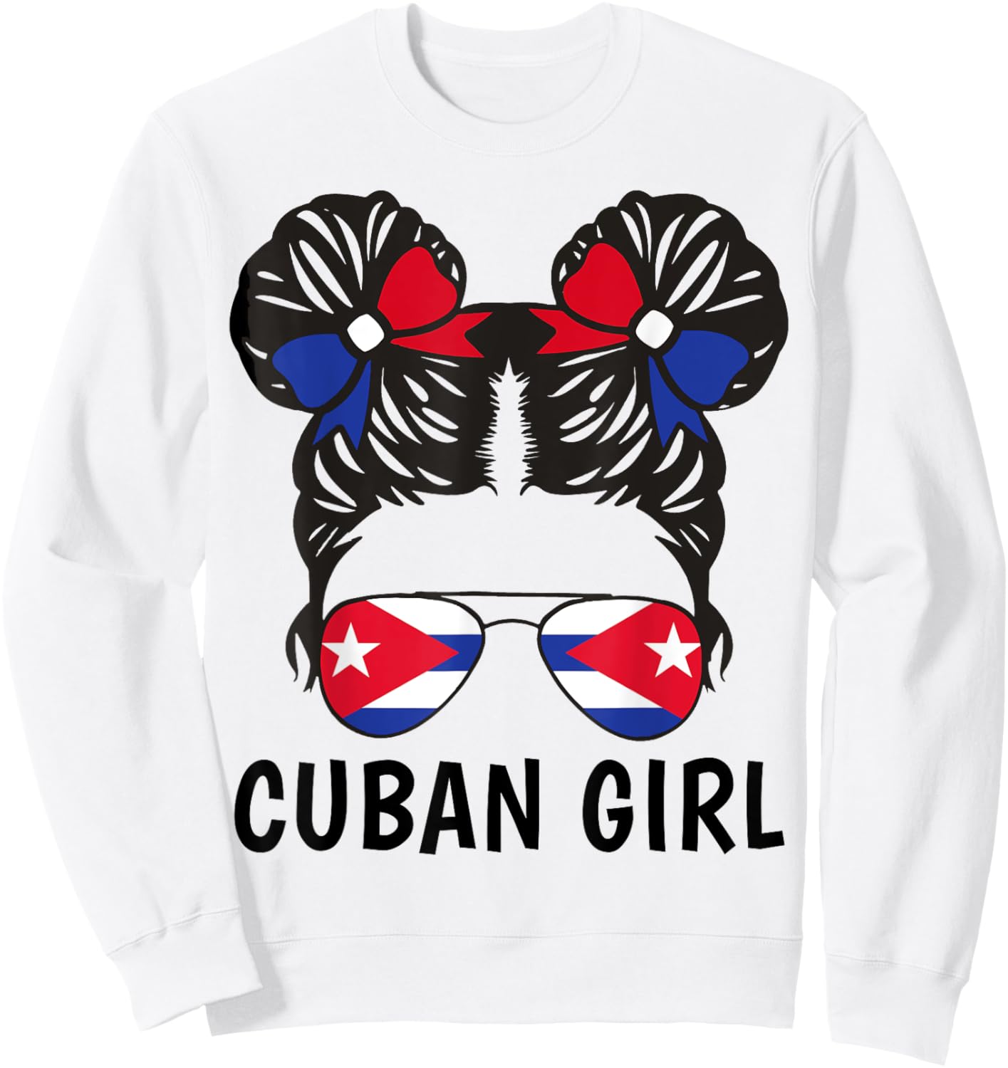 Cuba Flag Cuban Girl Shirt Hispanic Heritage Month Kid Women Sweatshirt - Sweatshirt | White