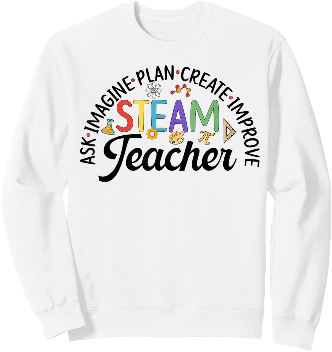 Best STEAM Teacher Science Technology Engineering Art Math Sweatshirt - Sweatshirt | White