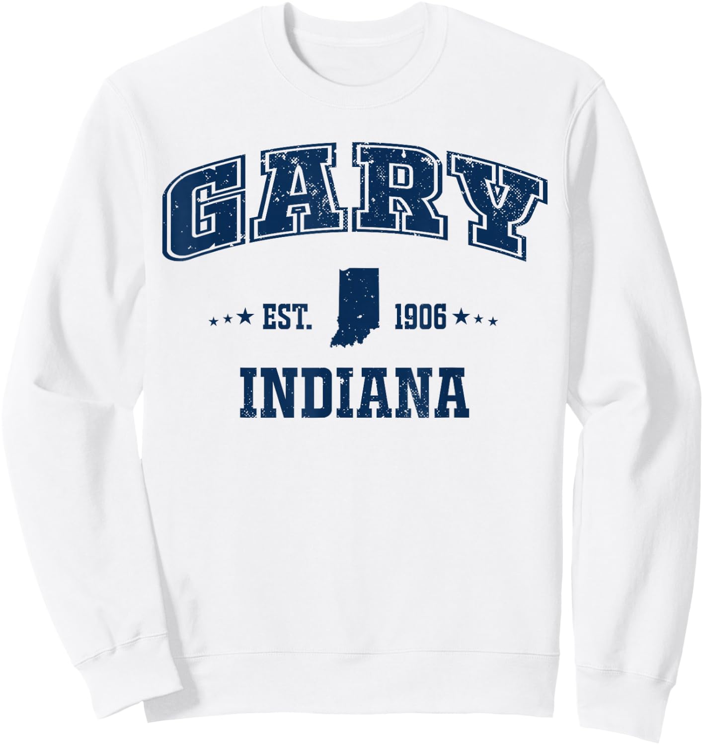 Gary Indiana IN Vintage Sports Navy Athletic Sweatshirt - Sweatshirt | White