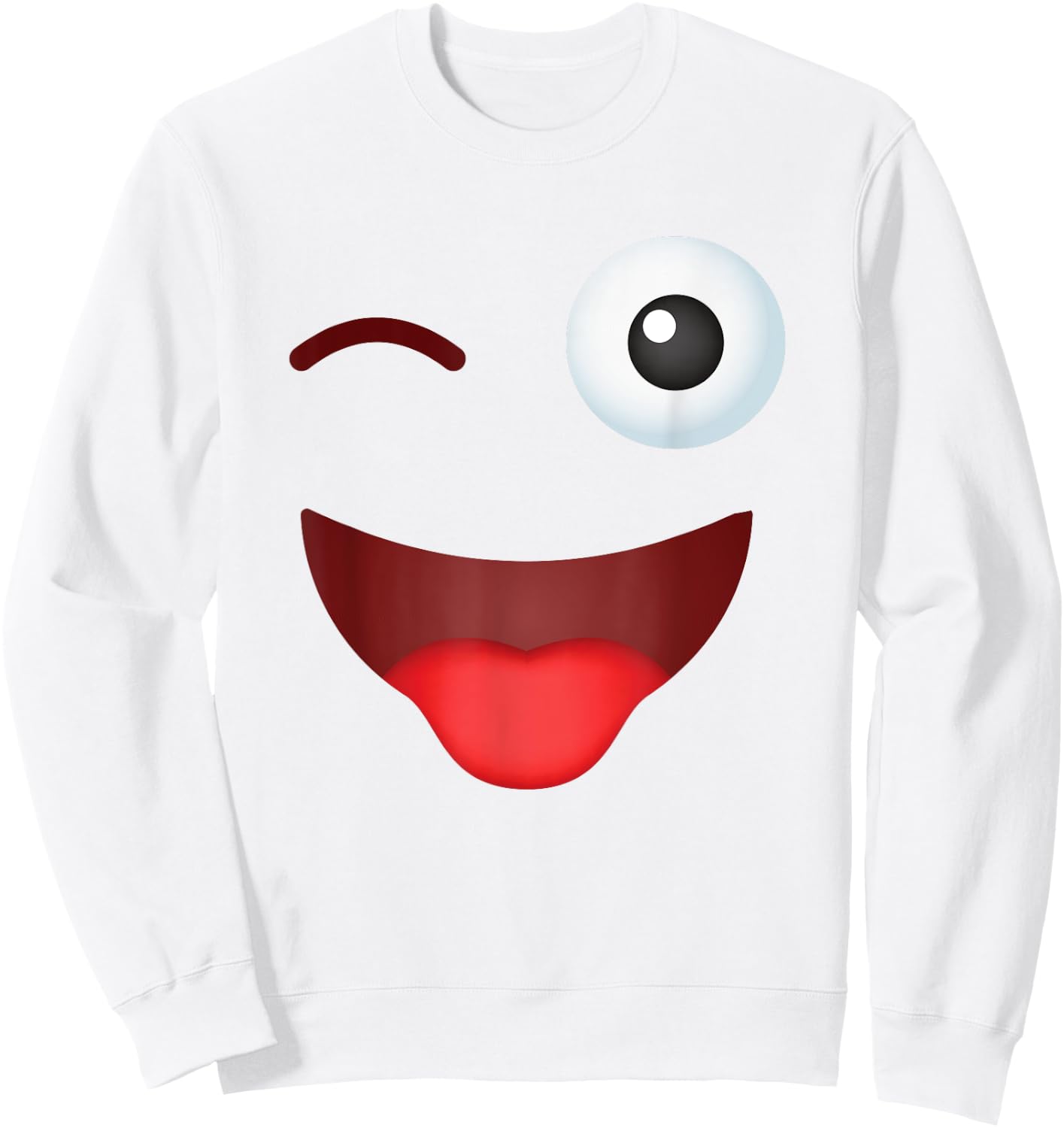 Family Party Group Matching Pajama Squad Gallery Funny Group Costume Halloween Team Outfit Winking Emoticon Sweatshirt - Sweatshirt | White