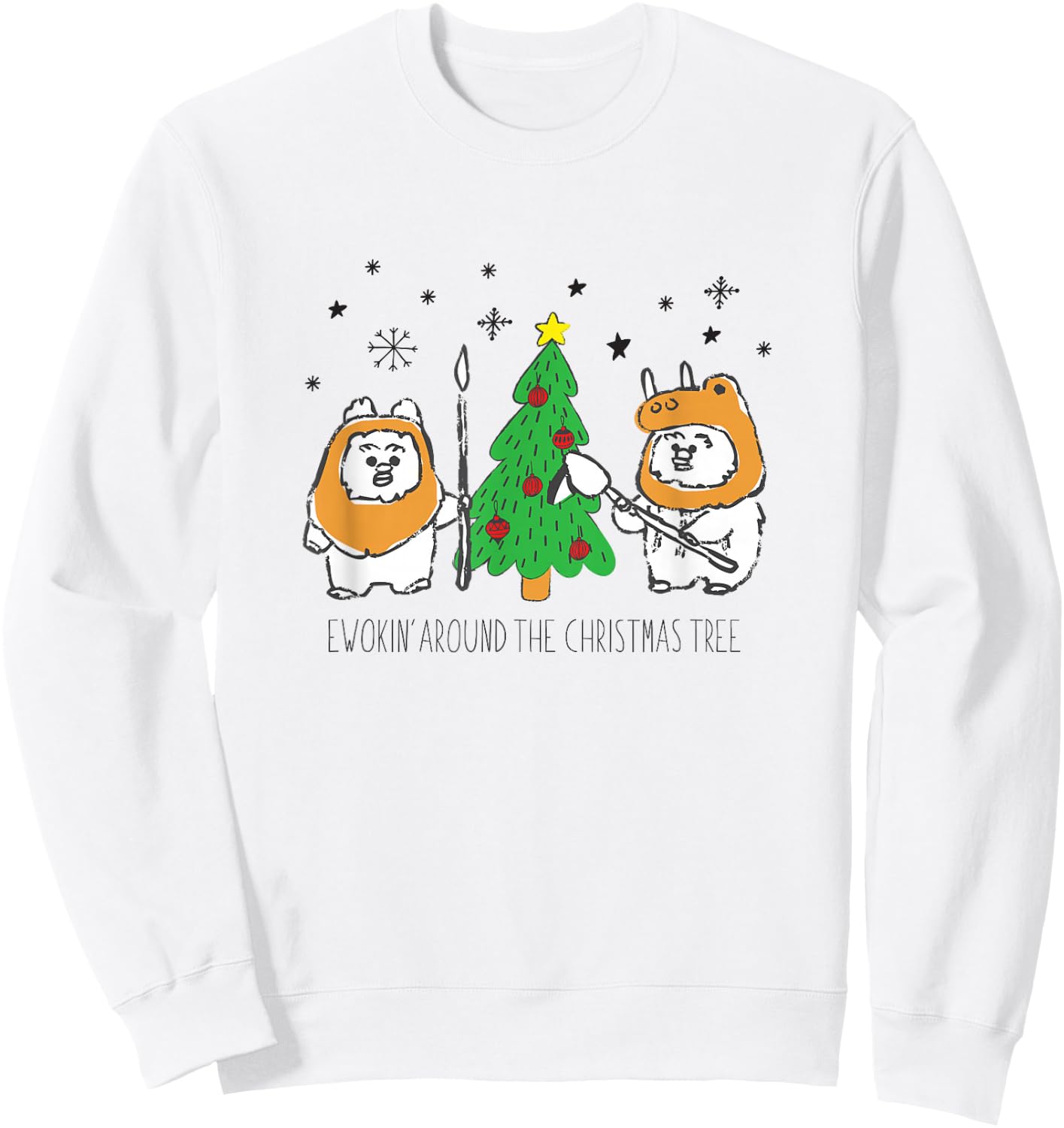 Star Wars Christmas Ewokin' Around The Christmas Tree Sweatshirt - Sweatshirt | White