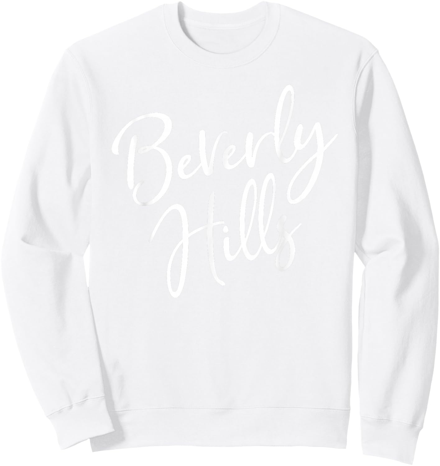 Beverly Hills Script Text Pink with White Print Sweatshirt - Sweatshirt | White
