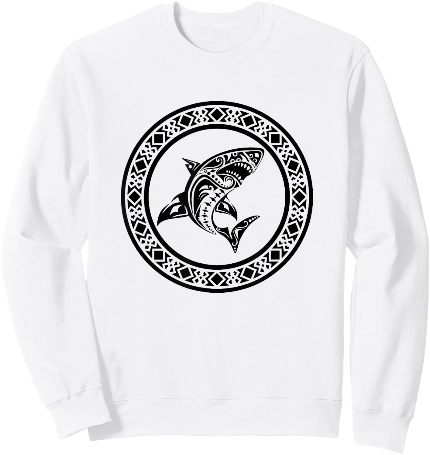 Shark Vintage Retro Tribal Throwback Vacation Sweatshirt - Sweatshirt | White