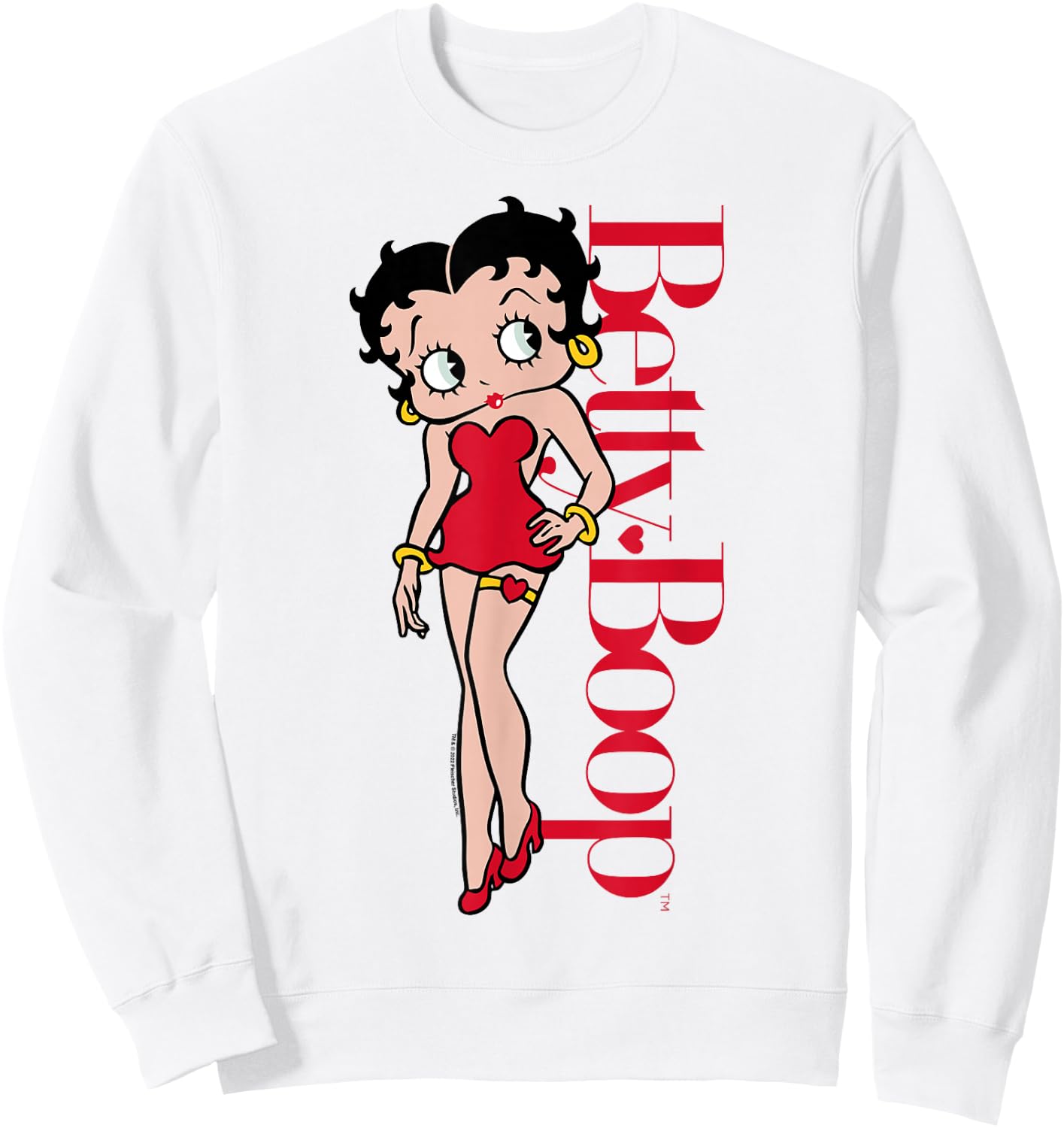 Betty Boop Vertical Text Portrait Sweatshirt - Sweatshirt | White