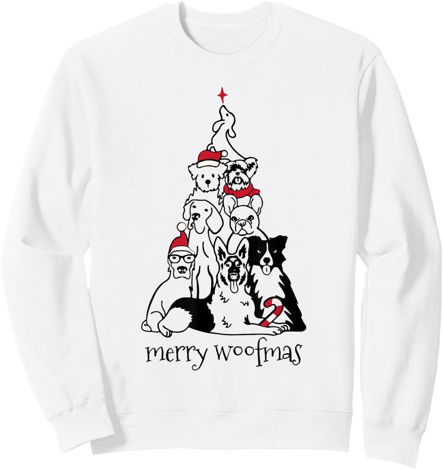 Merry Woofmas Dog Christmas Tree Sweatshirt - Sweatshirt | White
