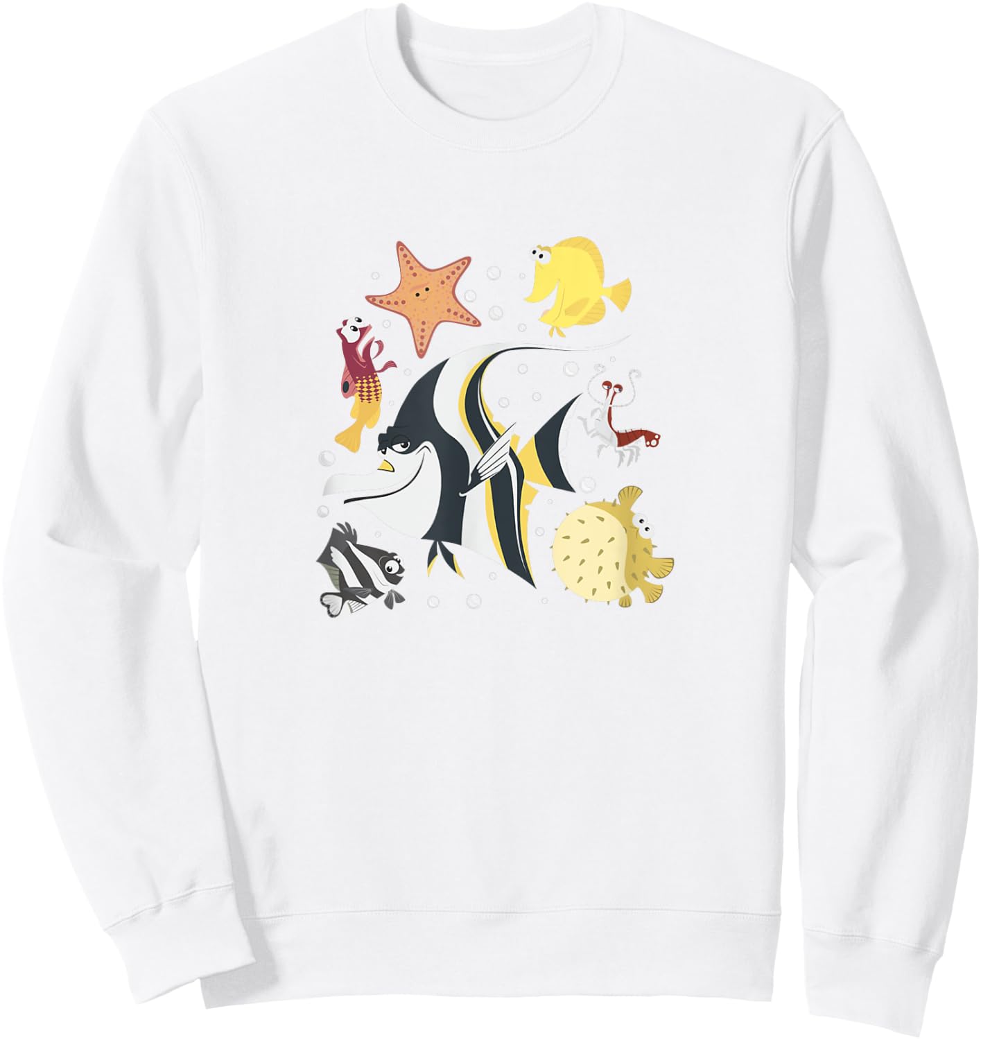Disney Pixar Finding Nemo Fish Tank Gang Group Shot Logo Sweatshirt - Sweatshirt | White