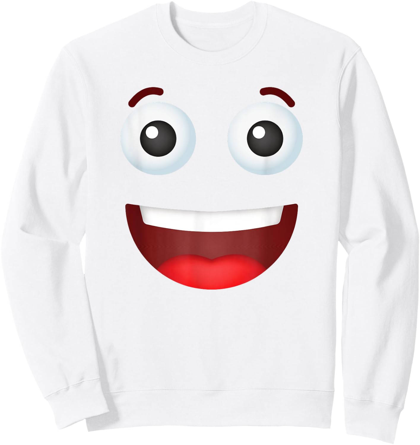 Funny Group Costume Team Outfit Smiling Happy Face Emoticon Sweatshirt - Sweatshirt | White