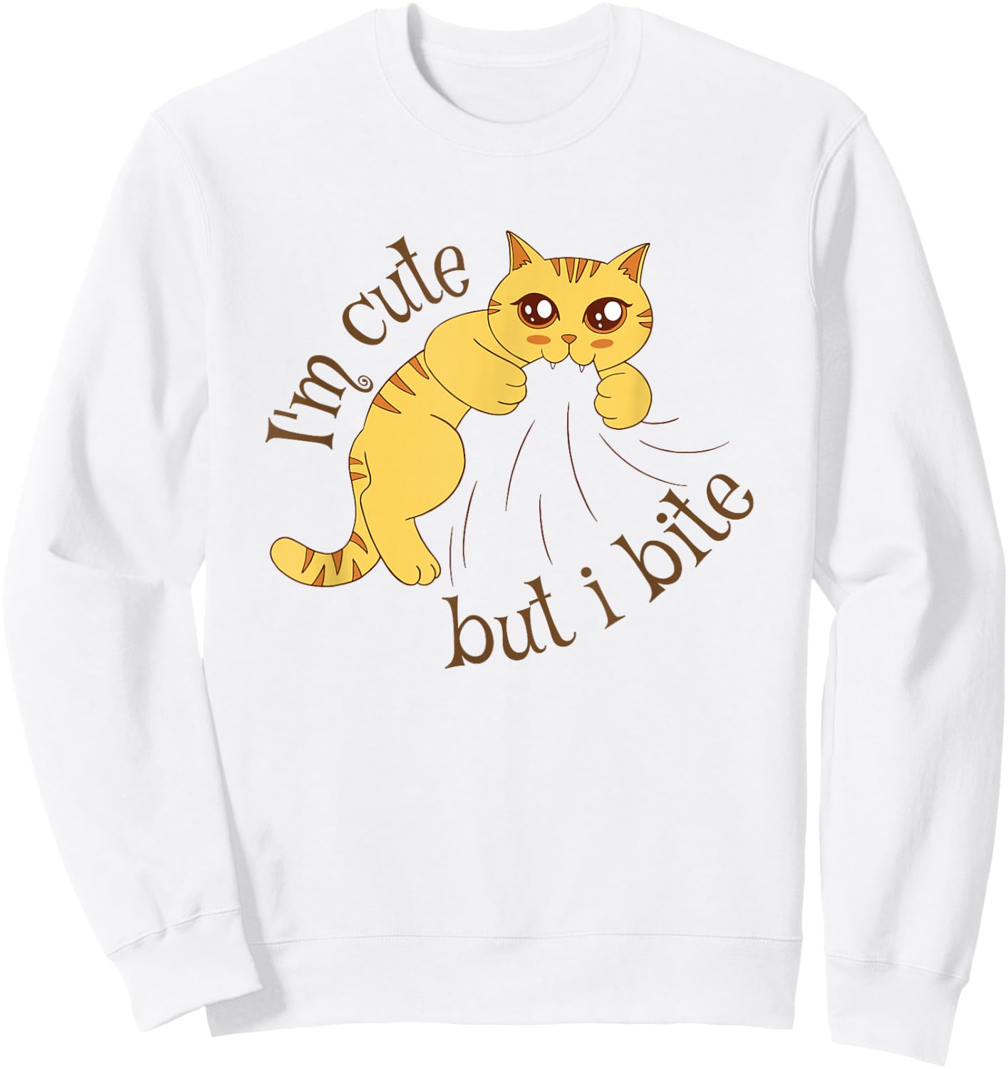 I'm Cute But I Bite Funny Cat Sweatshirt - Sweatshirt | White