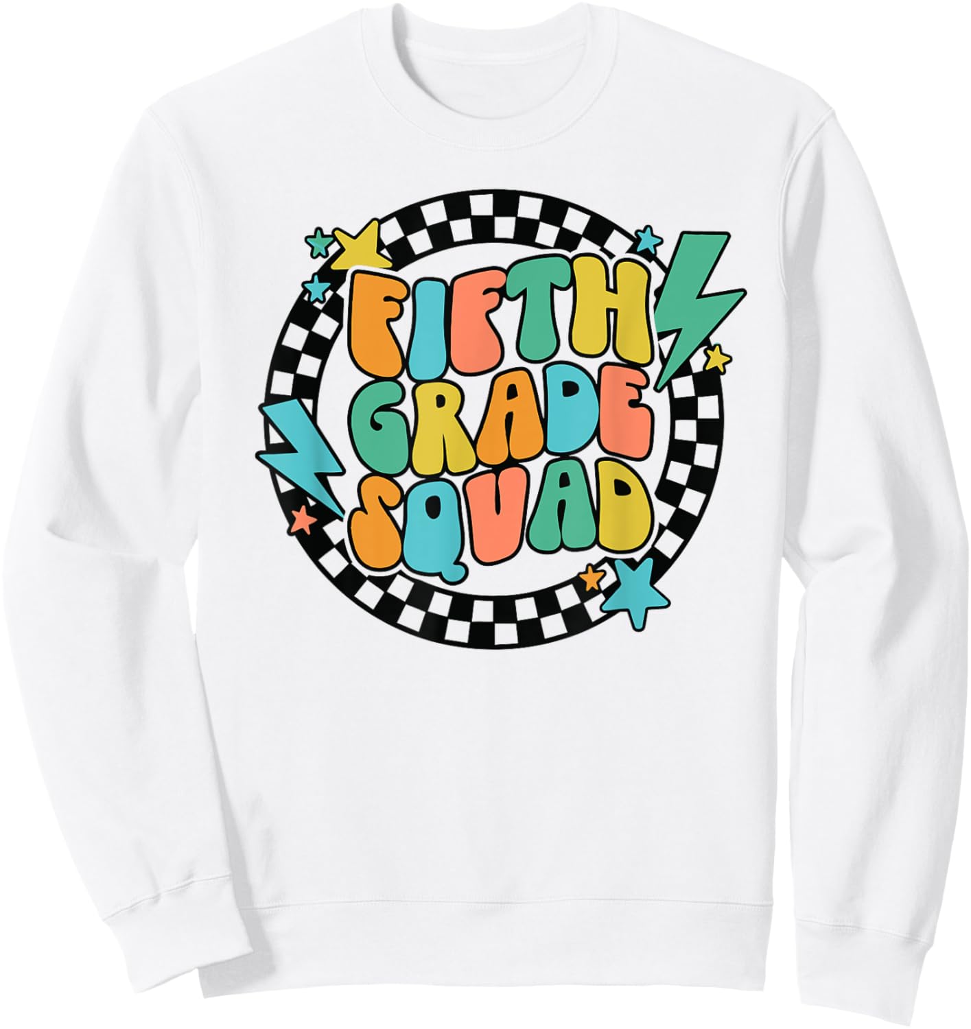 Back To School Groovy Teacher Fifth 5th Grade Crew Squad Sweatshirt - Sweatshirt | White