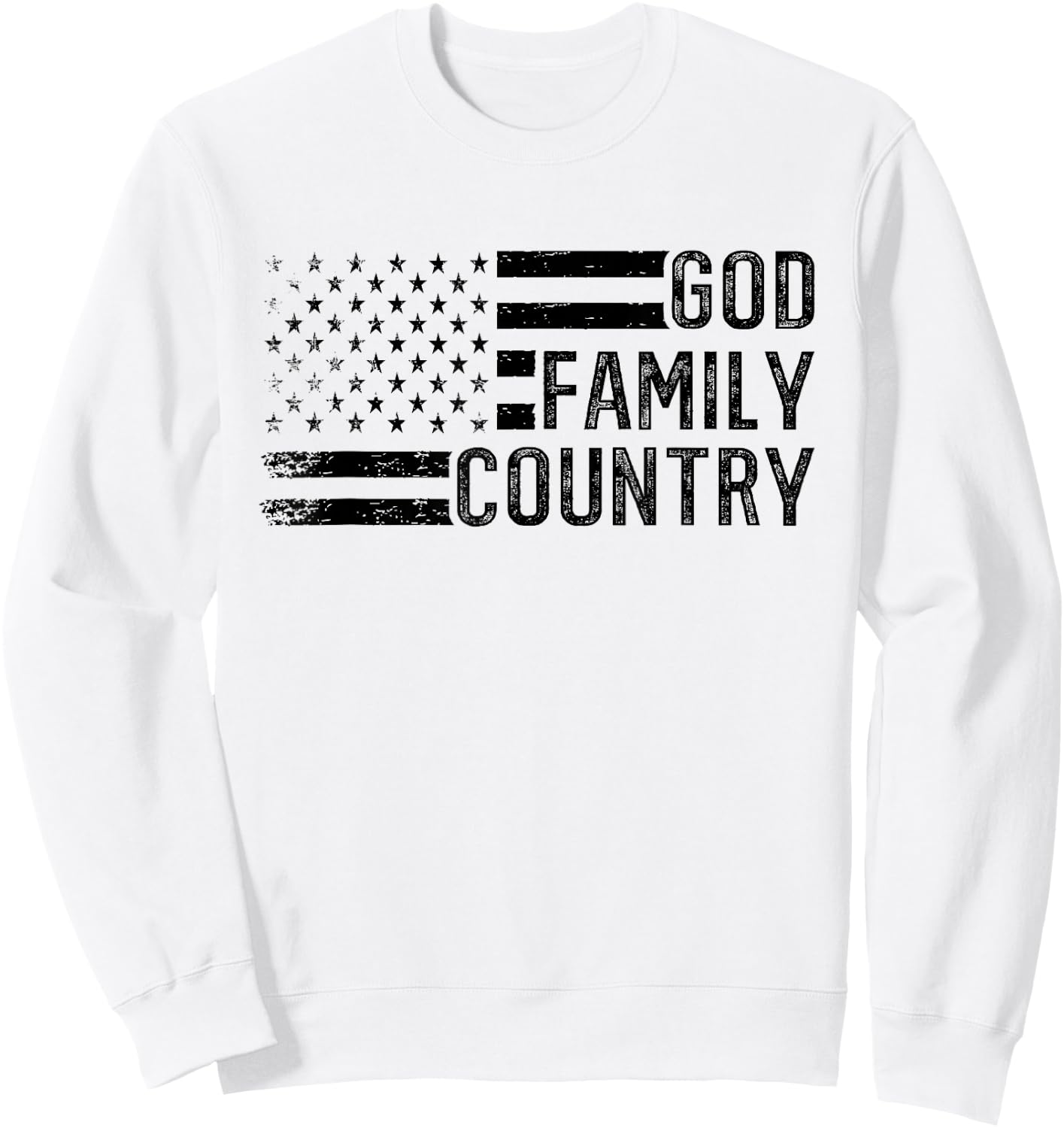 God Family Country - Patriotic Christian US Flag Sweatshirt - Sweatshirt | White