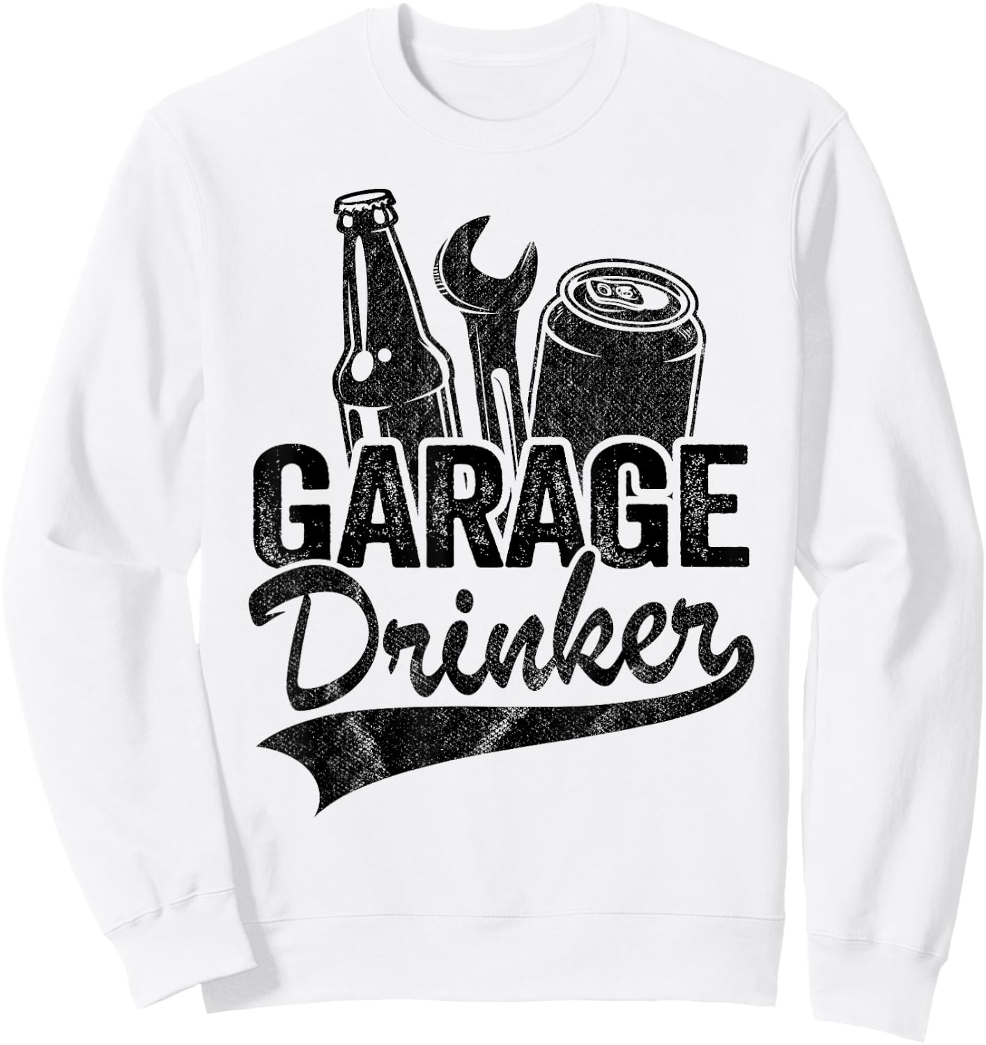 Garage Drinker Day Drinking Supporter Beer Funny Mechanic Sweatshirt - Sweatshirt | White