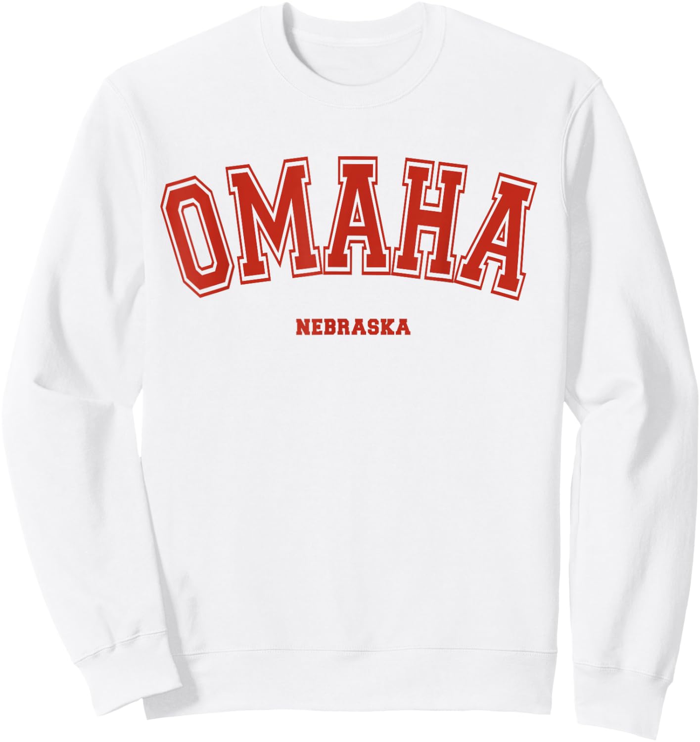 Omaha Nebraska NE Red Letter Graphic on Omaha Sweatshirt - Sweatshirt | White