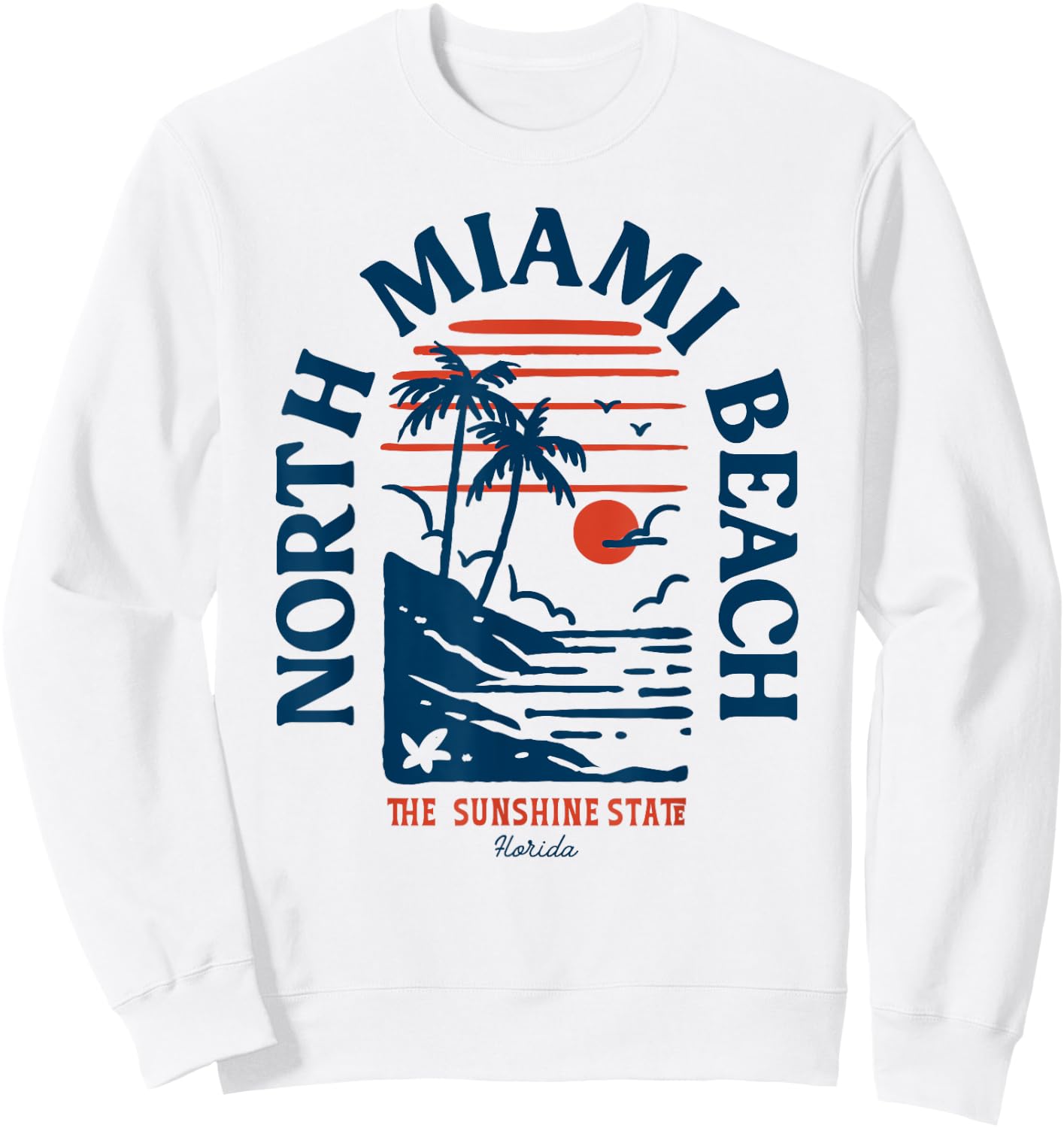 North Miami Beach Florida Beach Surf Vintage Blue Sweatshirt - Sweatshirt | White