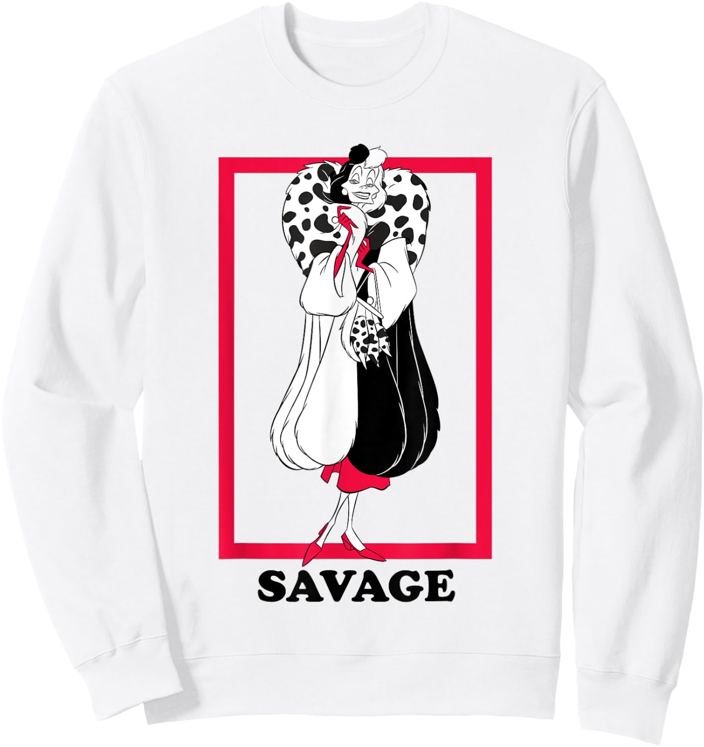 Disney 101 Dalmatians Savage Cruella De Vil Sassy Portrait Sweatshirt - Sweatshirt | White