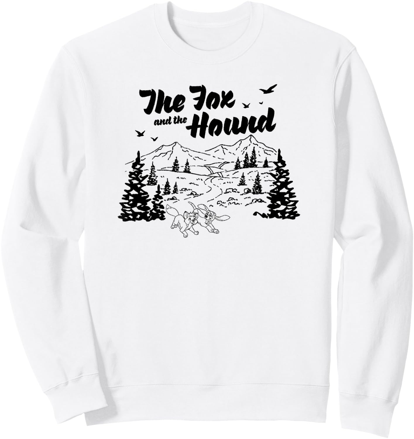 Disney The Fox and the Hound Friends Landscape Vintage Logo Sweatshirt - Sweatshirt | White